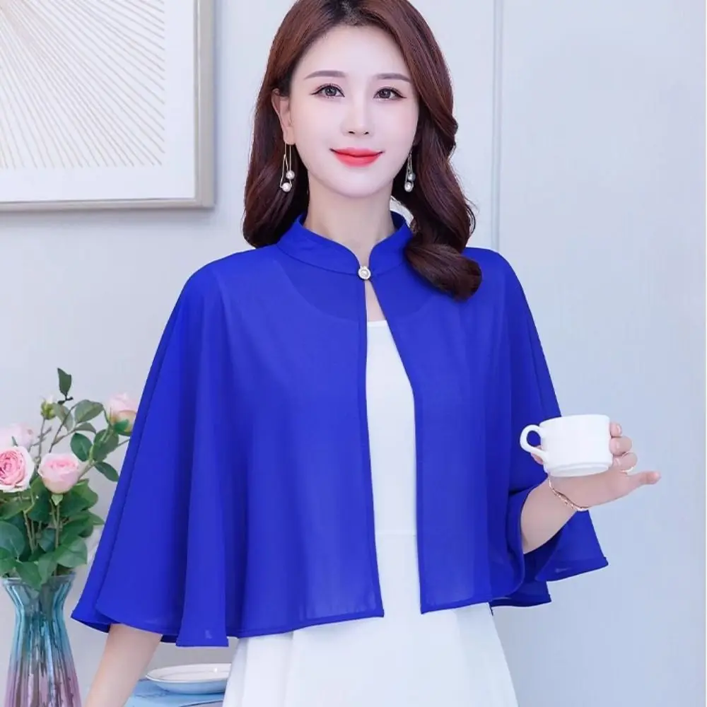 Sun Protection Clothing Multicolor Chiffon Shawl Short Breathable Bridal Cape Loose Short Capelet Spring Summer