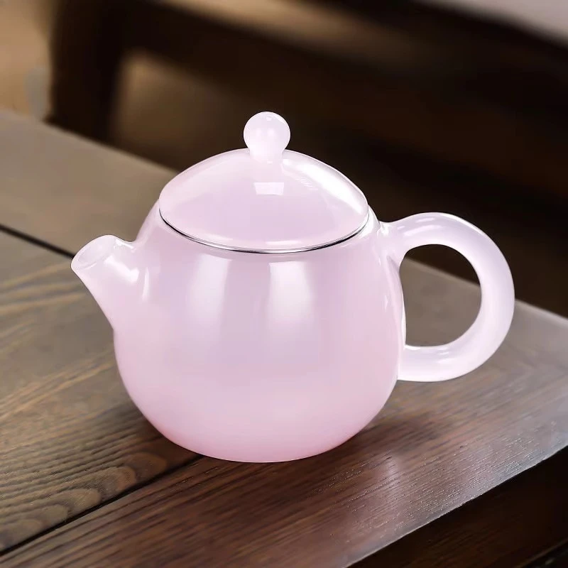 Furong Jade Porcelain Teapot  Small Dragon Egg Pot Single Brewing Teapot Stainless Steel Tea Filter Tea Pot for Green Tea