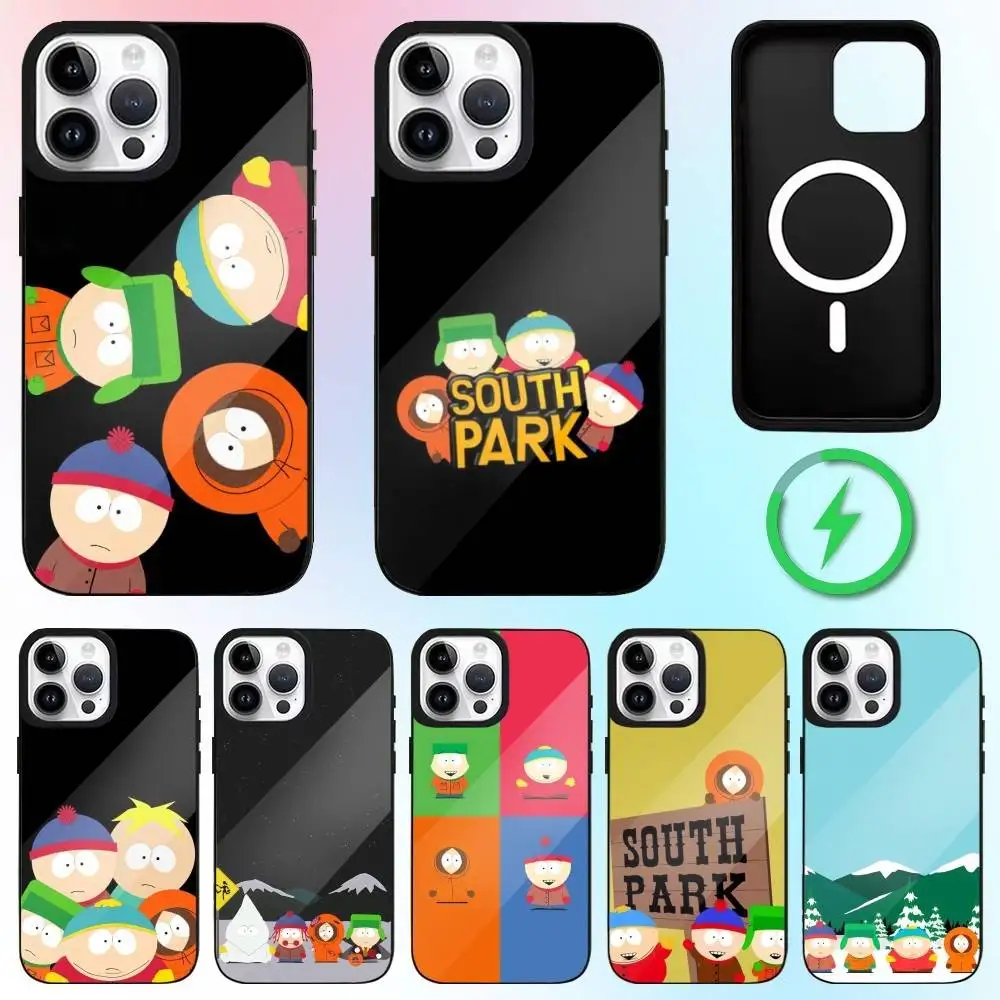 

Funny S-South P-Park Cartoon Phone Case For iPhone17,16,15,14,13,12,11 Plus,Pro Max Magnetic Magsafe Wireless Charging