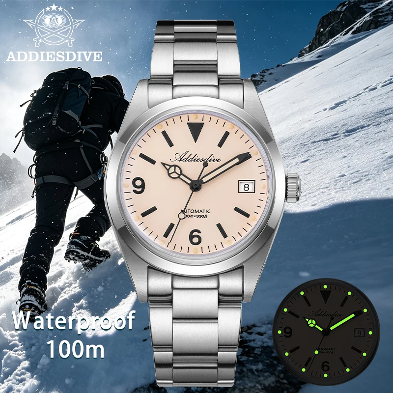 ADDIESDIVE New Automatic Mechanical Men's Watch ST2130 316L Stainless Steel BGW9 Super Luminous 100M Waterproof Watch
