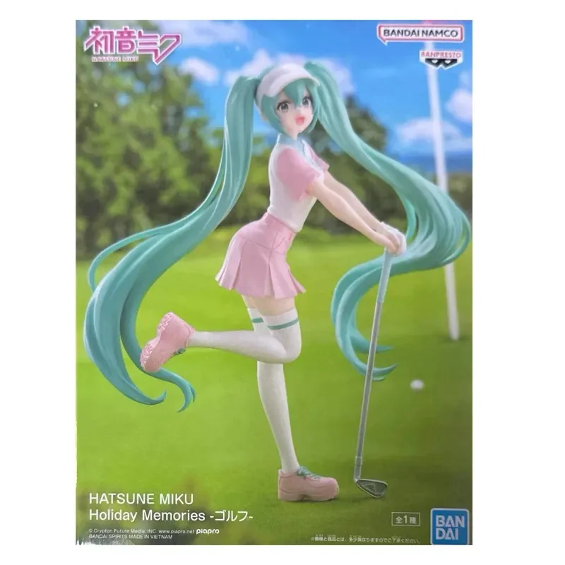 Bandai Original Banpresto Vocaloid Singer Hatsune Miku recuerdos festivos GOLF 20cm colecciones Anime modelo figuras de juguete