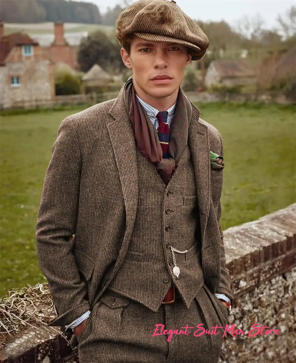 

Мужской костюм из трех предметов в европейском стиле ретро (куртка + брюки + жилет), шерстяной комплект, мужской охотничий костюм, большой размер, спортивный повседневный костюм из трех предметов на открытом воздухе