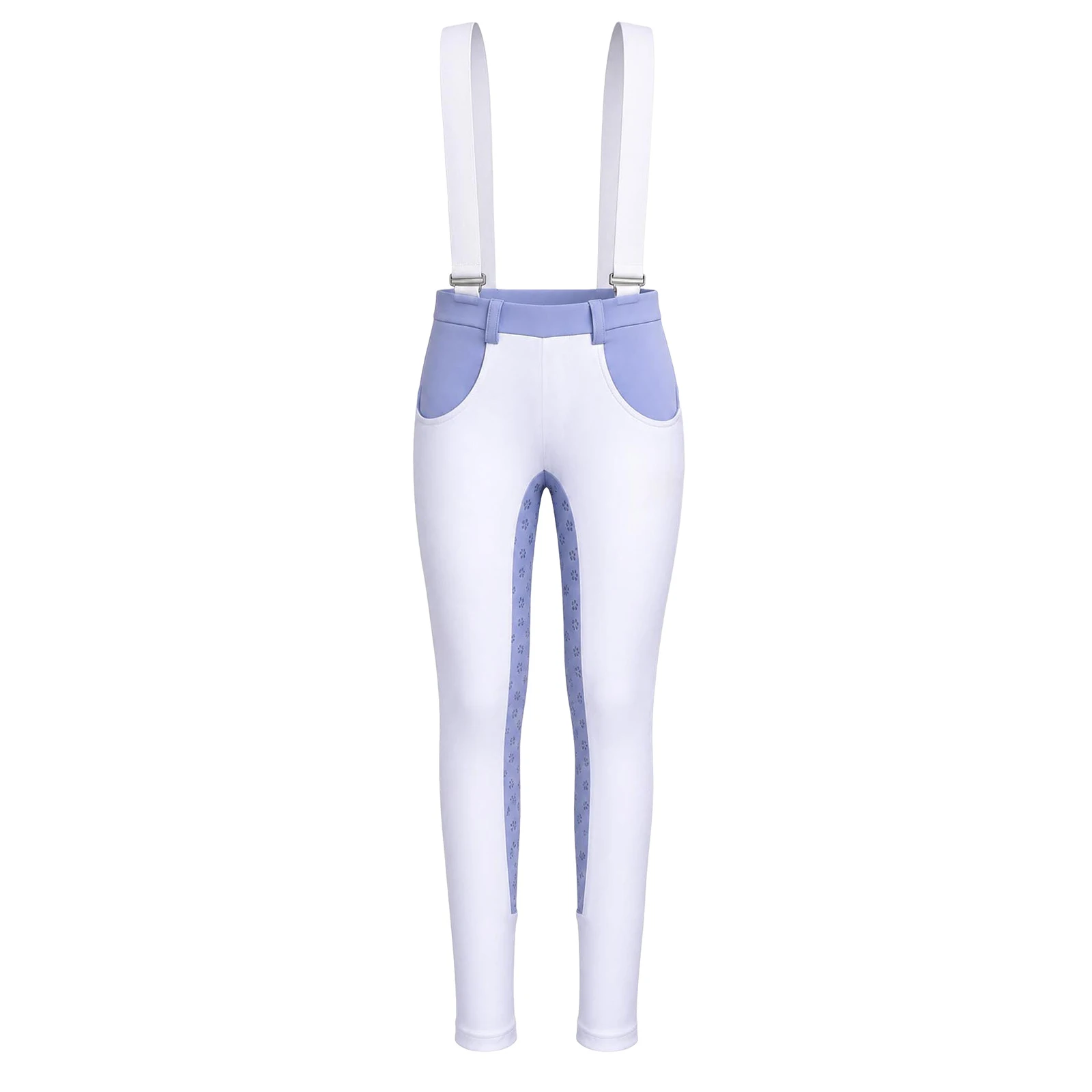 Reithose für Mädchen, elastischer Bund, Sportleggings mit Taschen und Schultergurten. – Detail 18