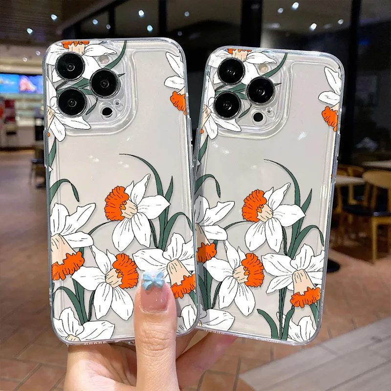 Blumen-Transparent-Hülle für Samsung A57 A55 5G A54 A53 A56 A37 A36 A35 A34 A33 A32 A26 A17 A07 A06 S26 S25 S24 Ultra S23 S22 Plus Cover – Detail 1