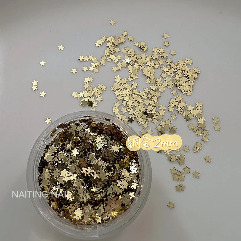 2 mm Mini-Stern-Nagelglitzer, bunt, Süßigkeiten, gemischte Farben, Gold, Silber, dünnes Blatt, Nageldekorationszubehör – Detail 11