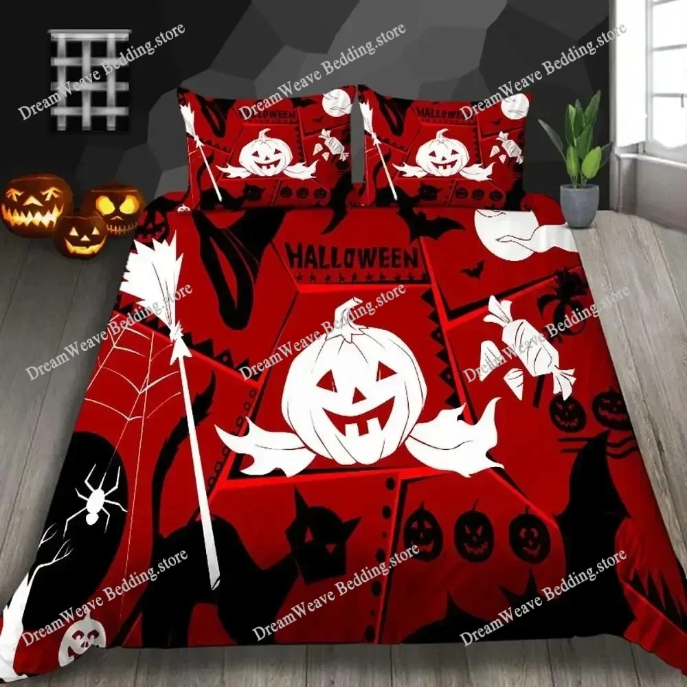 3D Print Halloween Duvet Cover Set Colorful Cartoon Ghost Bedding Set King Queen Size Quilt Cover for Kids Teens Adults