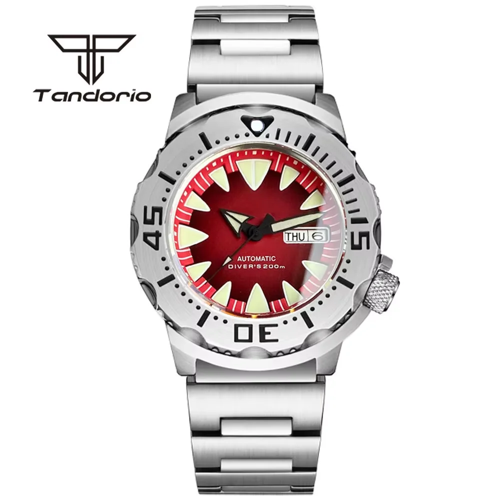 شعار مخصص/الاسم/النص الوحش الغوص NH36 42 مللي متر الميكانيكية التلقائية ساعة رجالي 20ATM الياقوت ساعة اليد تاريخ/أسبوع الأخضر Lume