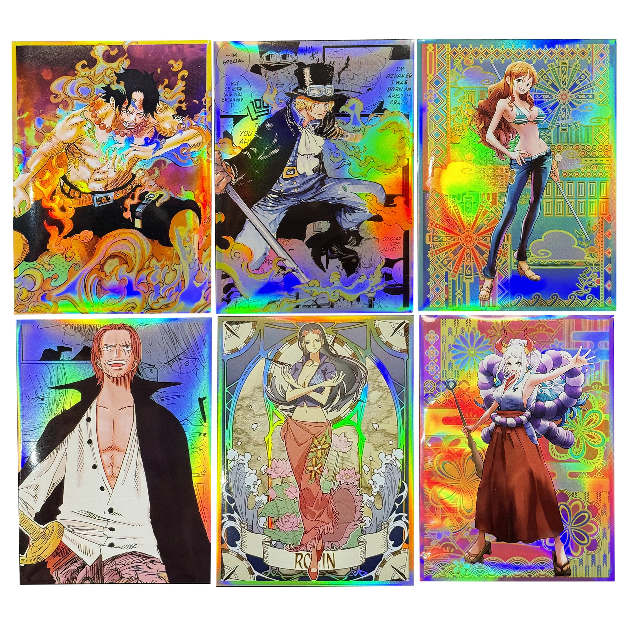 60 unids/set 67X92Mm una pieza Sabo Nami fundas para tarjetas WS PTCG OPCG Ace Color tarjeta Flash cubierta protectora tarjetas de Anime juguetes de regalo