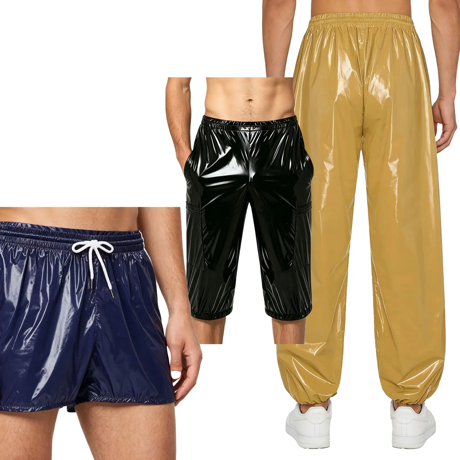 Men Waterproof Jogging Pants Built-in Briefs Boxer Shorts for Jazz Dance Workout Beach Cycling Wear Sports Trousers Long Pants