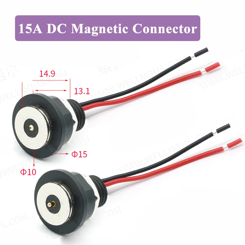 15A DC Magnetic Connector with Line Waterproof Thread Terminals CX 1.2M Charging Power Cord Magnetic Contacts Male Female Plug