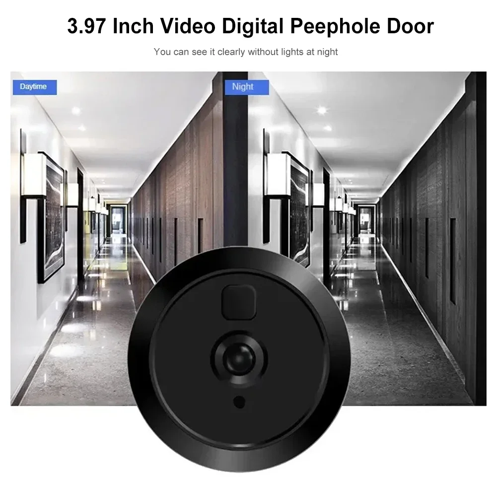 Digital Magic Eye Electronic Viewfinder Photo Recording Video Digital Door Viewer 3.97in LCD Screen Door Peephole Camera 1400mAh