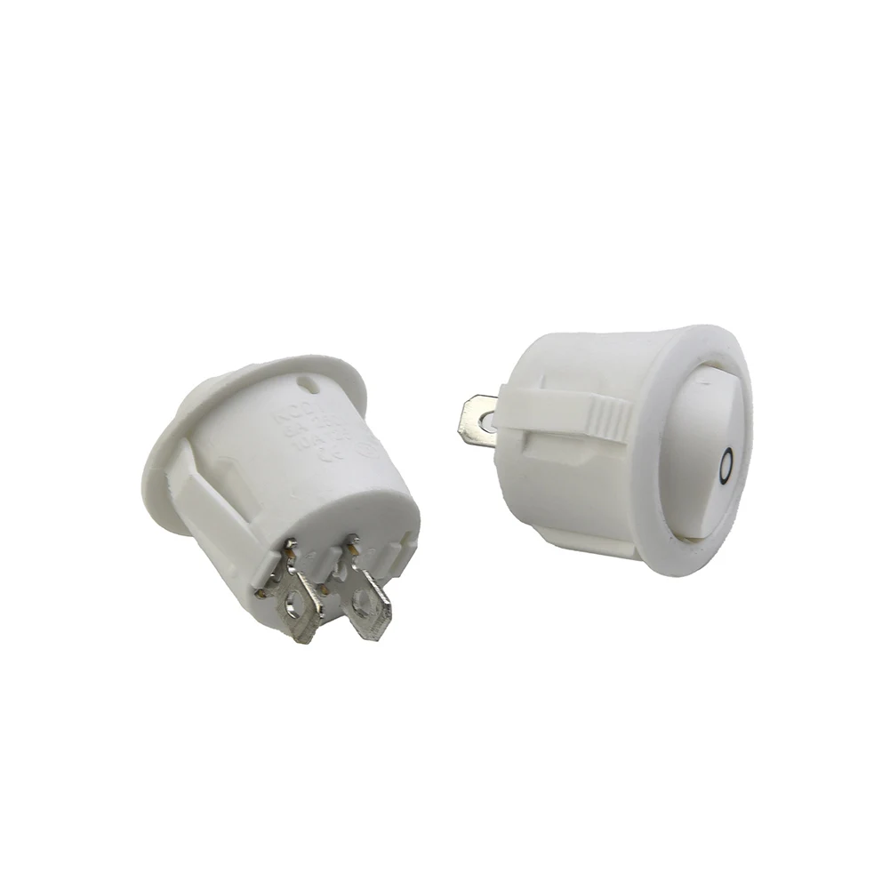 5 Pack Camper Van/Motorhome/Caravan/Boat ON OFF Rocker Switch Mini Round White 2 Pin Terminal SPST Snap In Type 20mm 12V