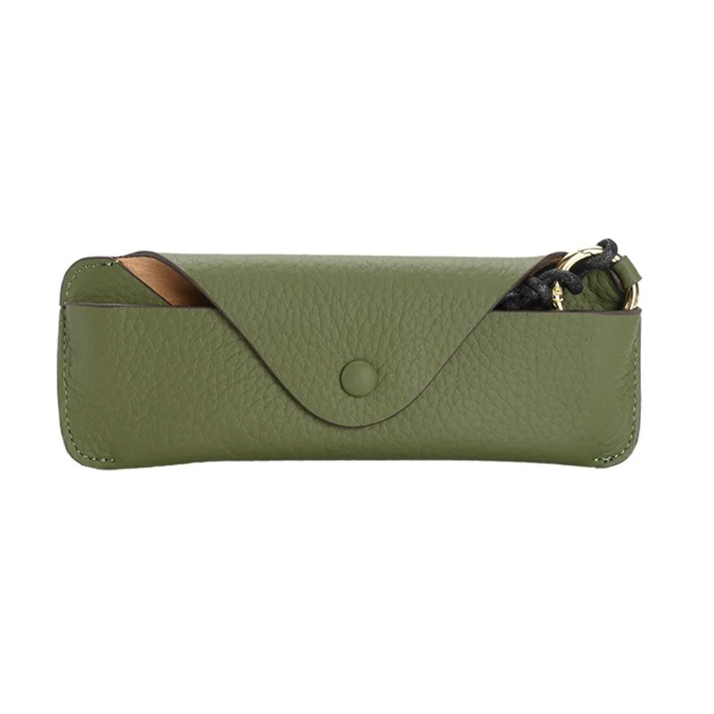 

Portable Genuine Leather Glasses Case Handmade Retro Glasses Storage Box Cowhide Leather with Lanyard Sun Glasses Spectacle Case