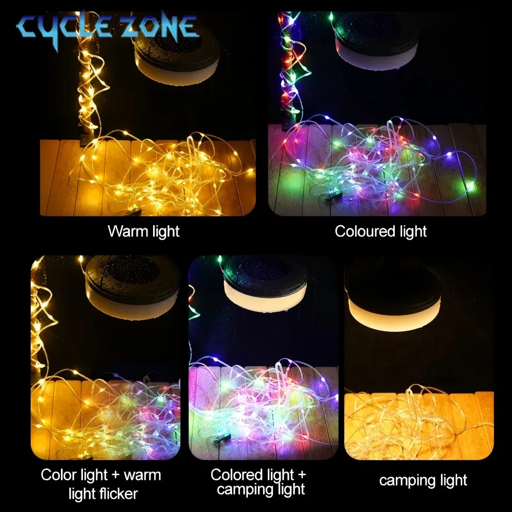 LED Solar Lamp String Light Outdoor Camping Lamp RGB Atmosphere Lights 10M Portable Reel Light Strip for Garden Decor Tent Camp
