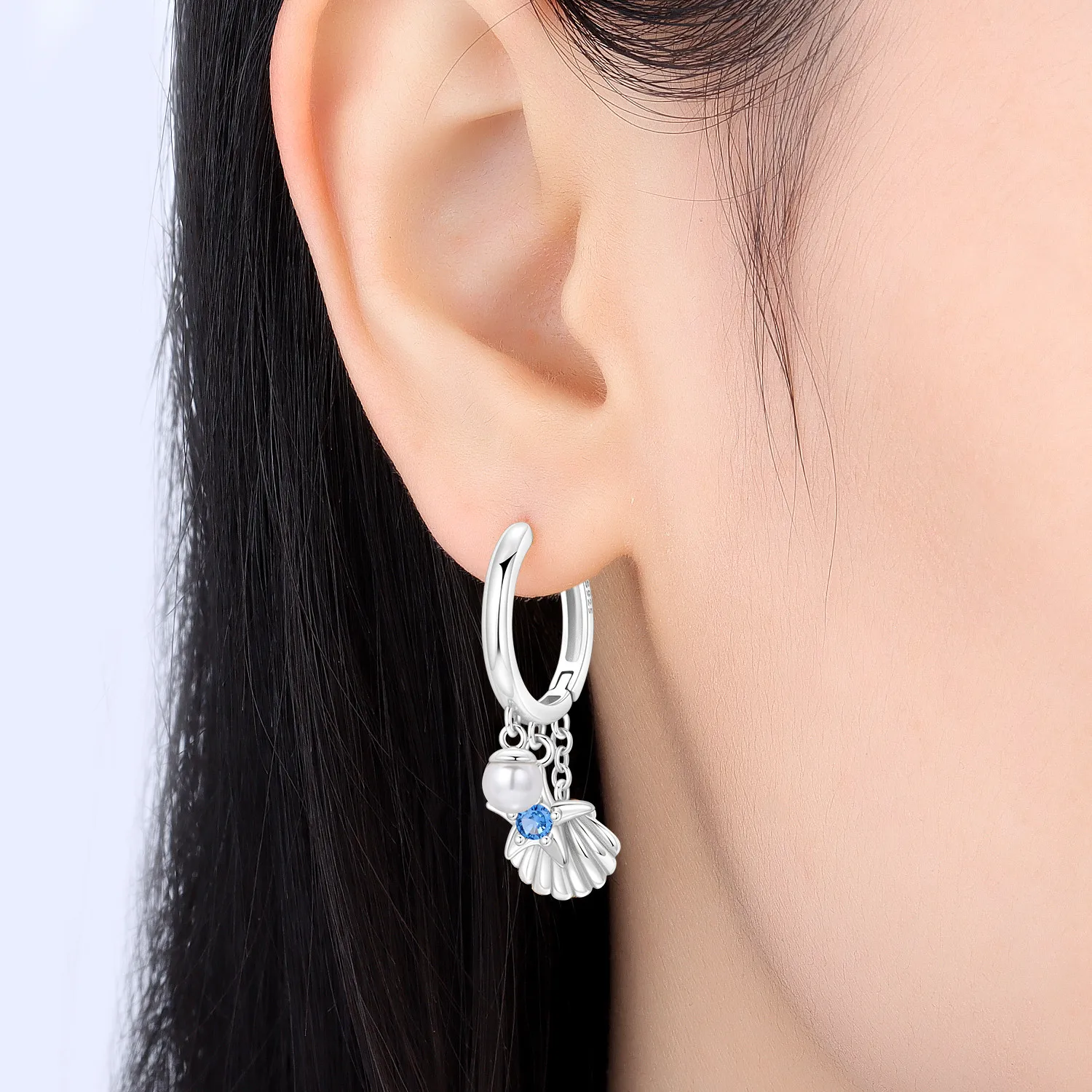Cycuff 925 Sterling Silver Pearl Starfish Shell Dream Ocean Drop Earrings Women Earrings Birthday Party Jewelry Fine Gifts