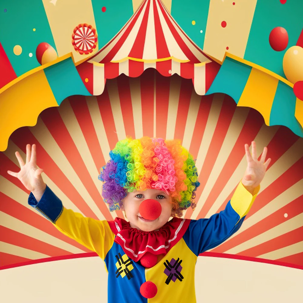 Circus Birthday Party Photography Backdrop Colorful Balloon Amusement Park Carnival Baby Shower Kids Portrait Photo Background