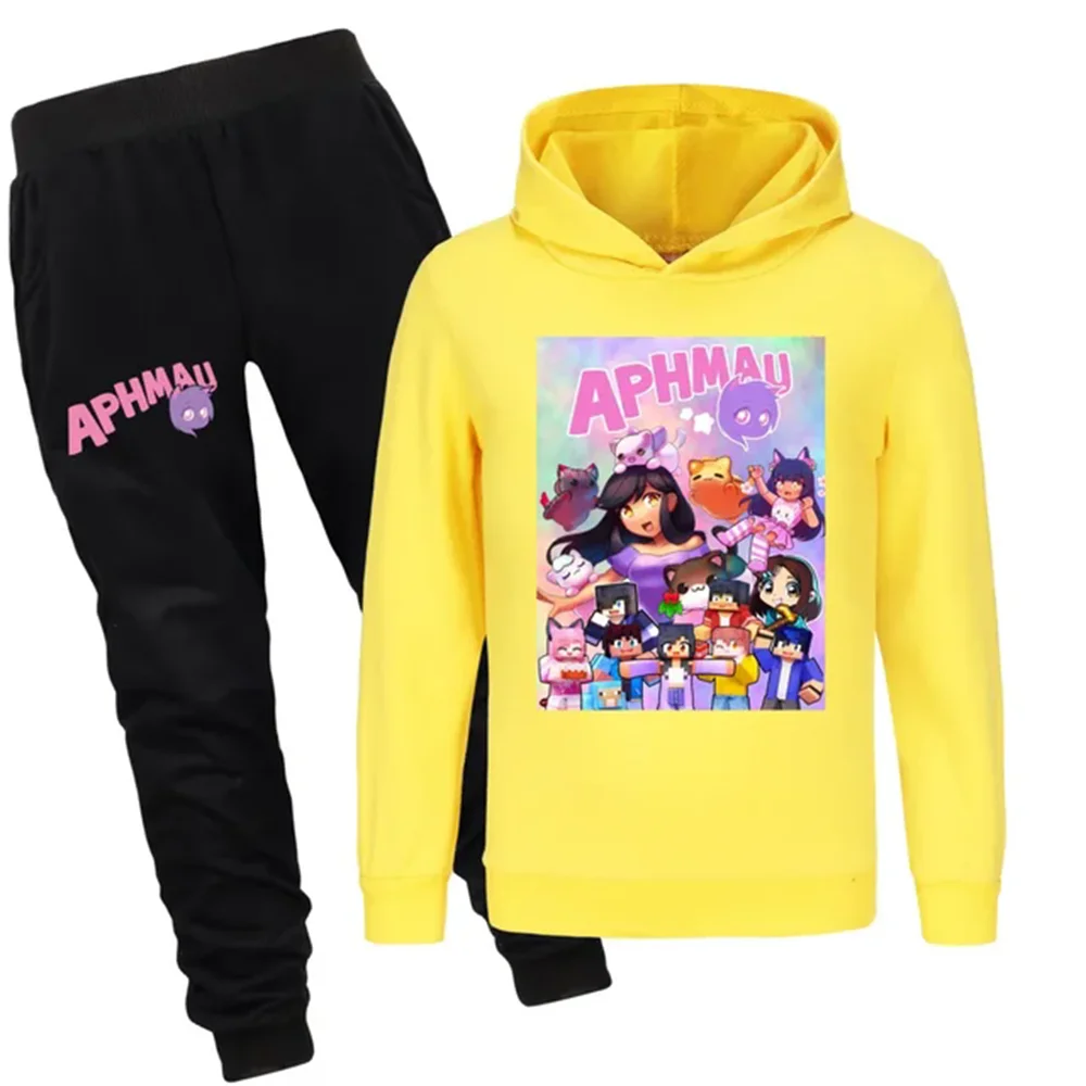 Anime APHMAU Clothes Kids Hooded Sweatshirts Pants 2pcs Sets Hoodies Baby Girls Boutique Outfits Toddler Boys Fashion Sportsuits