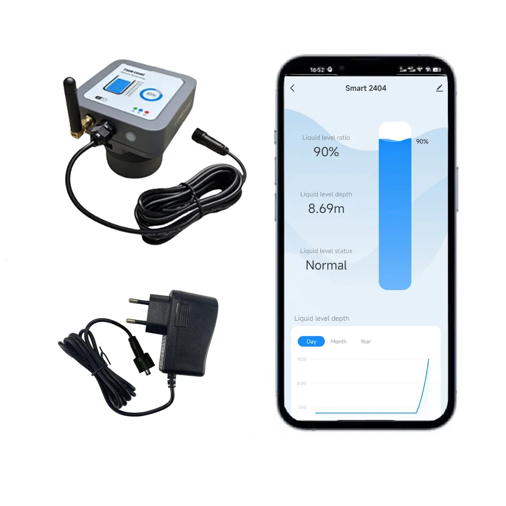 TLC2404 Tuya Ultrasonic Level Sensor Wifi Wireless 8m 10m Range Liquid Level Transmitter for Septic Tank Sewage Water Tank