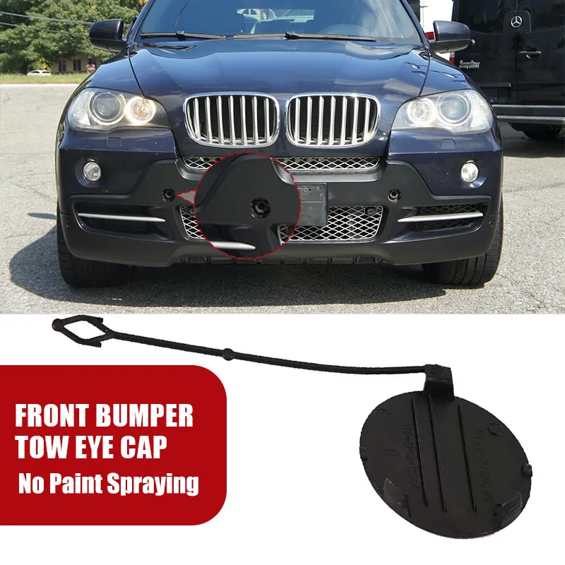 

Передний бампер, буксировочный крюк, крышка, автомобильные аксессуары, пластик, черный, левый + правый, подходит для BMW X5 E70 2007 2008 2009 2010