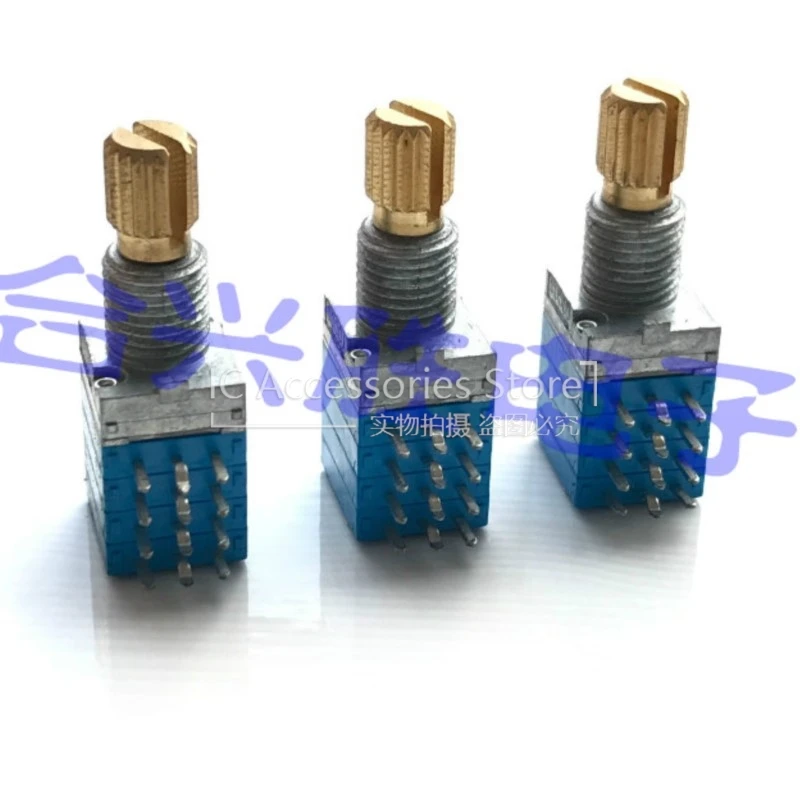 1PCS Car Power Amplifier Precision Potentiometer TP96Q00 4 Link C50K*4 12Pin C503 With Stepper Shaft Length 15MM