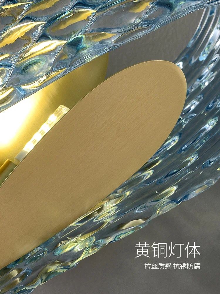 [Flowers] Blue crystal wall lamp Luxurious creative  bedside background wall modern all copper wall lamp