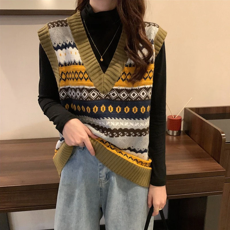 Жаккардовый женский свитер, жилет, новинка в рекламной одежде, винтажный классический шерстяной теплый пуловер для путешествий, женский вязаный жилет