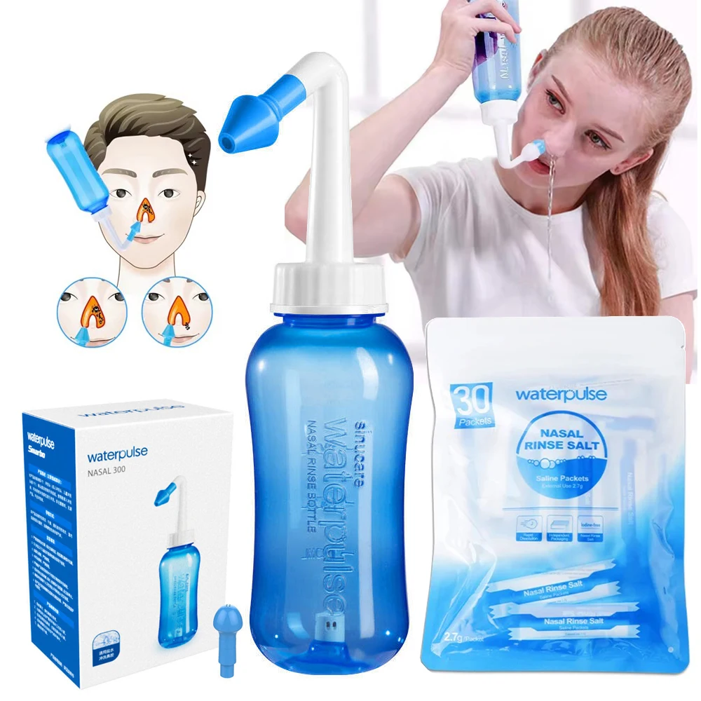 300ml Nasal Irrigator Wash Bottle Washing Cleaner Nose Allergic Rhinitis Adult Children Rinse Neti Pot Or Salt Rinse Mix Pack C3