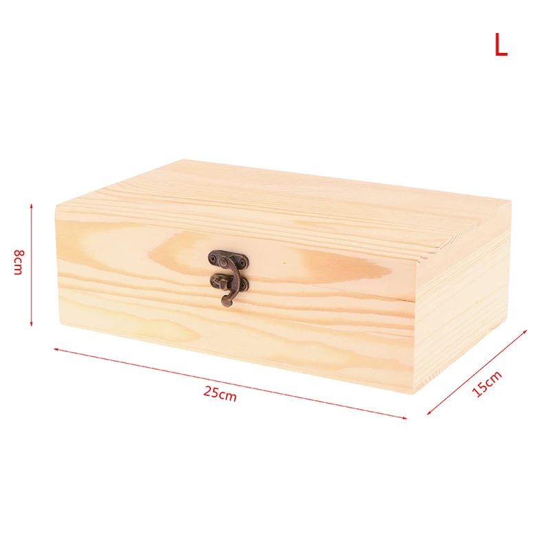 Rectangular Wooden Storage Box Organizer with Lock