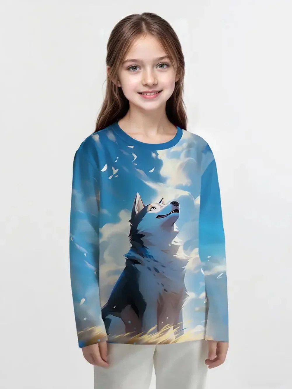 الفتيات الملابس الكرتون الكلب طباعة كم طويل بلايز فتاة تي شيرتات عجيبة الصيف لطيف الملابس 2-10y موضة ملابس الأطفال غير رسمية #1