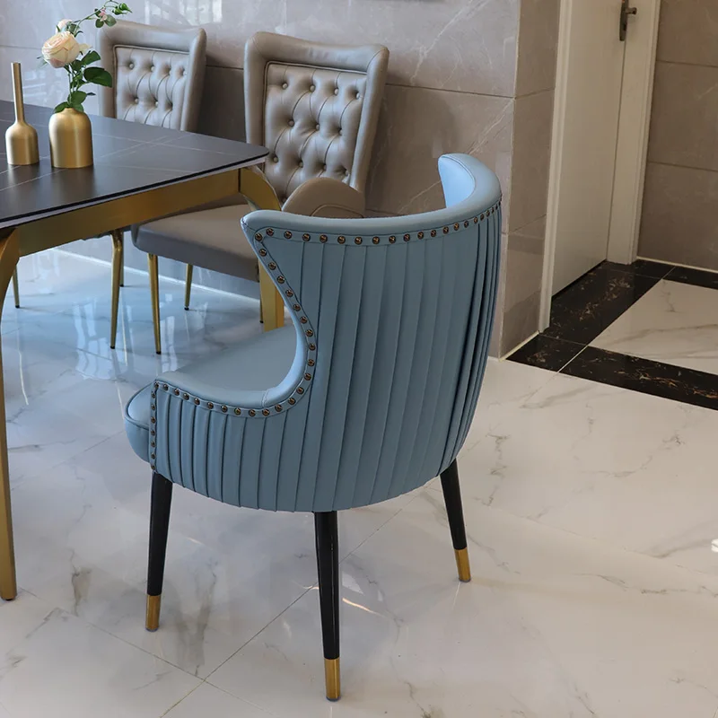 Dining Chair Italian Light Luxury Leather Art Chair Modern Simple Home Dining Table and Chair Bedroom Dressing Stool