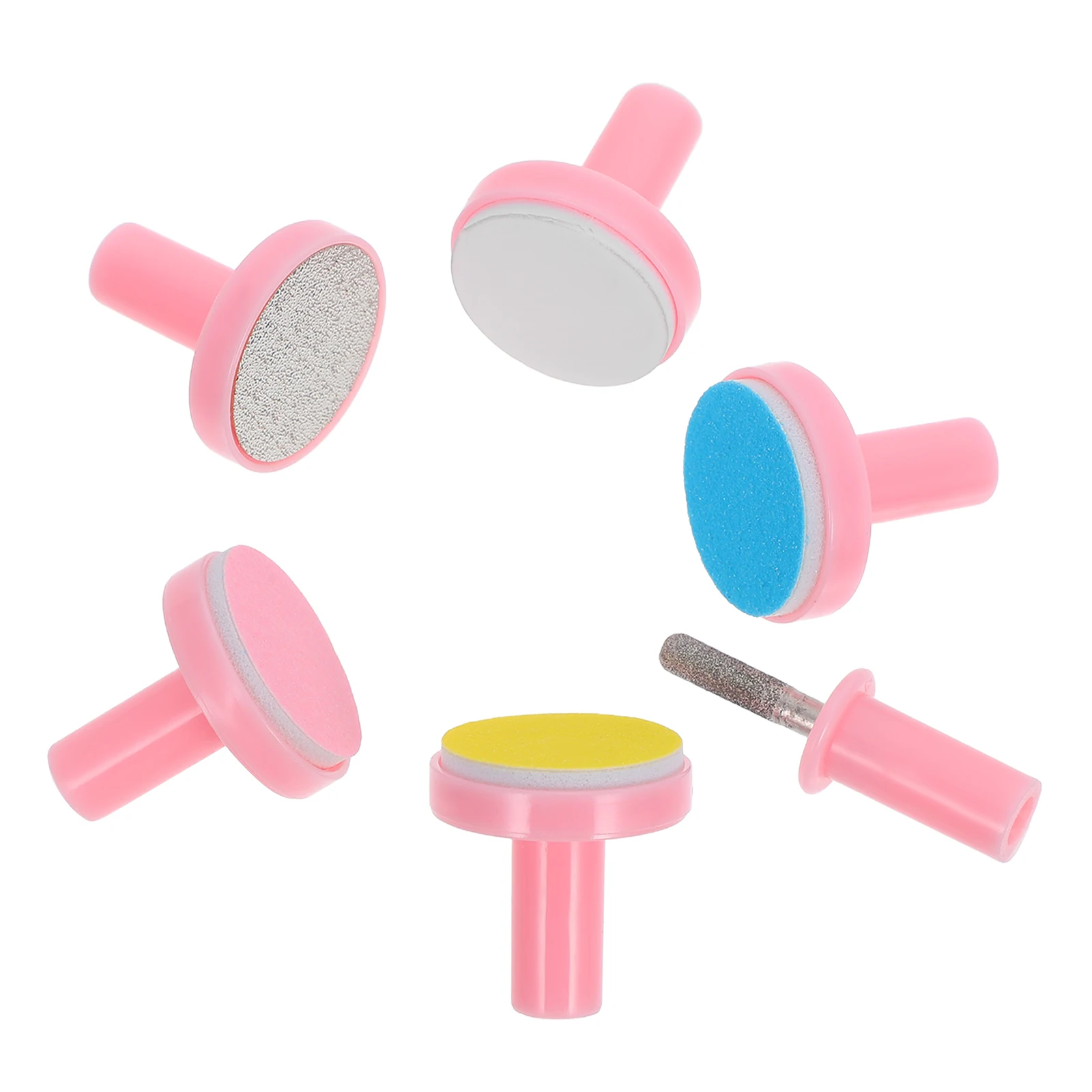 

6pcs Electric Baby Nail Grinder Replacement Heads Pink Plastic Pads Child Safe Toddler Manicure Kit Tool Nail File
