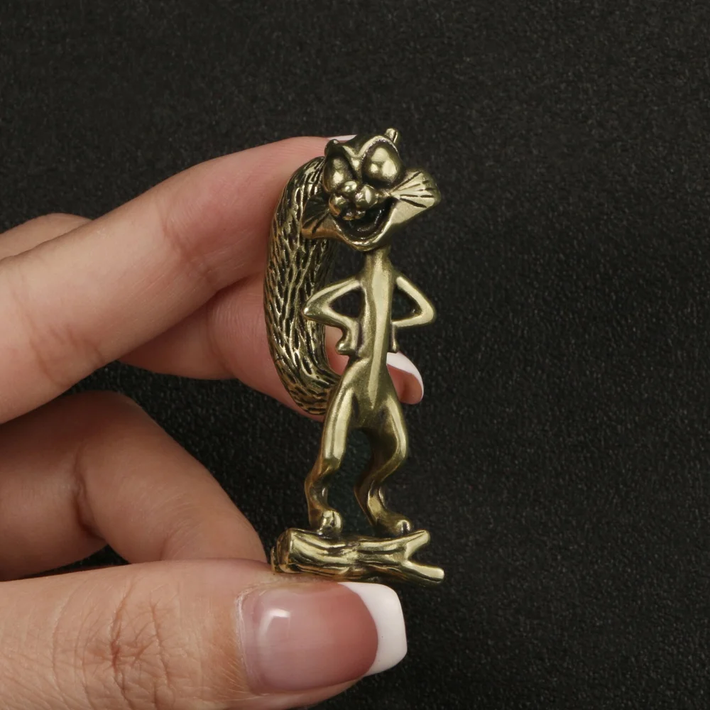 

Solid Brass Squirrel Figurine Small Statue Home Ornament Figurines Collectibles