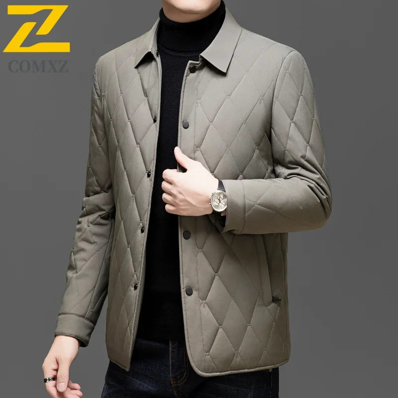 COMXZ New Winter Padding Jacket Men luxury Grade Thick Warm Removable Fur Collar  Padded Cotton Clothes Designer Windproof Parka