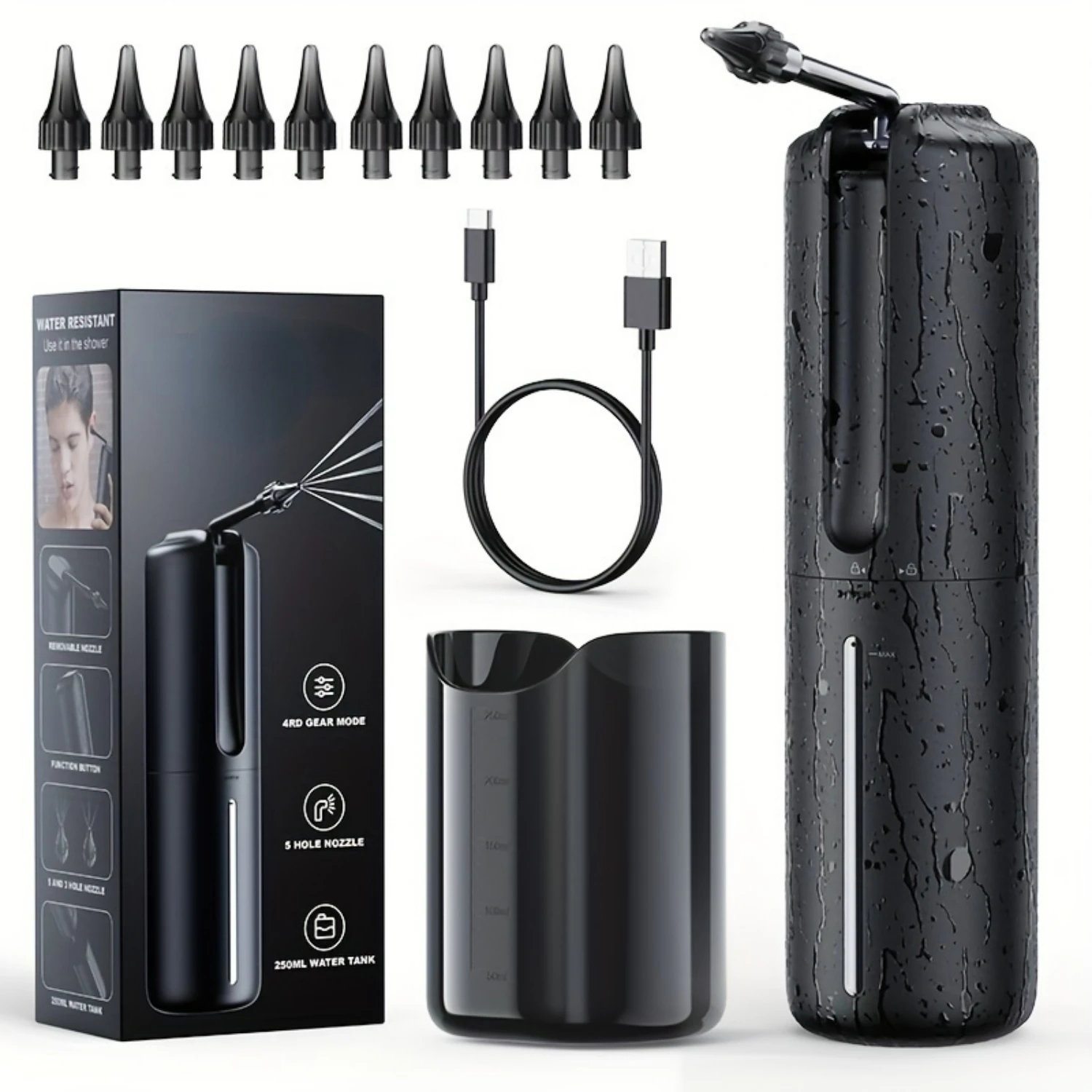 مجموعة أدوات تصفية شمع الأذن المحمولة عالية الكفاءة - نظام ري الأذن الآمن والفعال - مجموعة تنظيف الأذن بأربعة أوضاع للبالغين