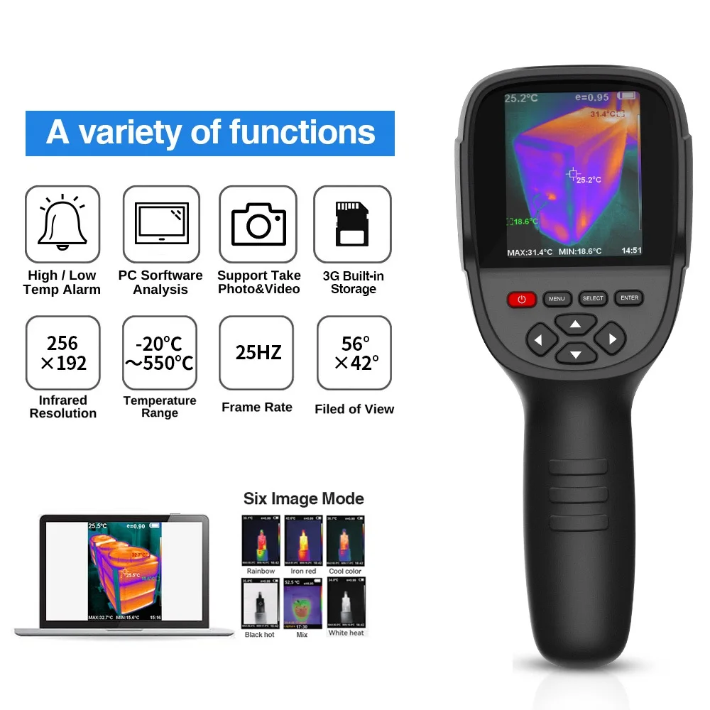 GW256 New Thermal Imaging Camera for Water Pipe Leak and Power Electrical 256*192 Handheld Infrared Thermal Imager GW192 GW192S