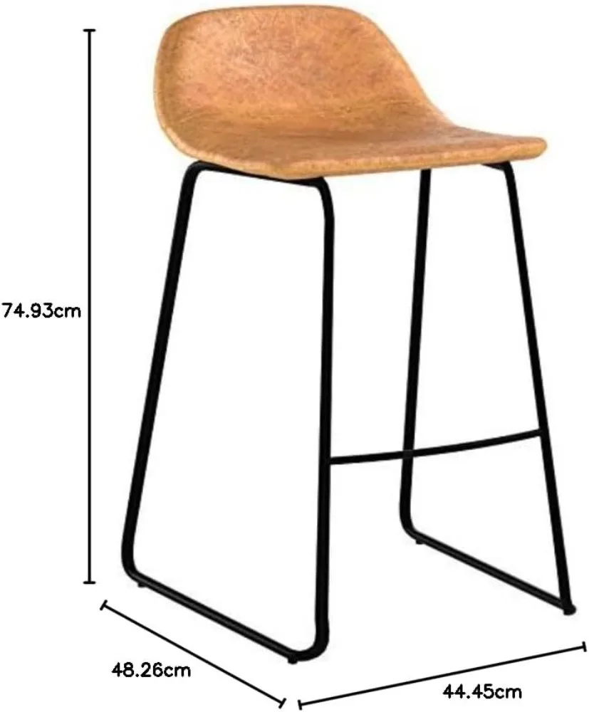 Cortesi-Brown Falso Couro Bancadas Altas, Bar Stool, Uso Doméstico, 25 polegadas, Sela