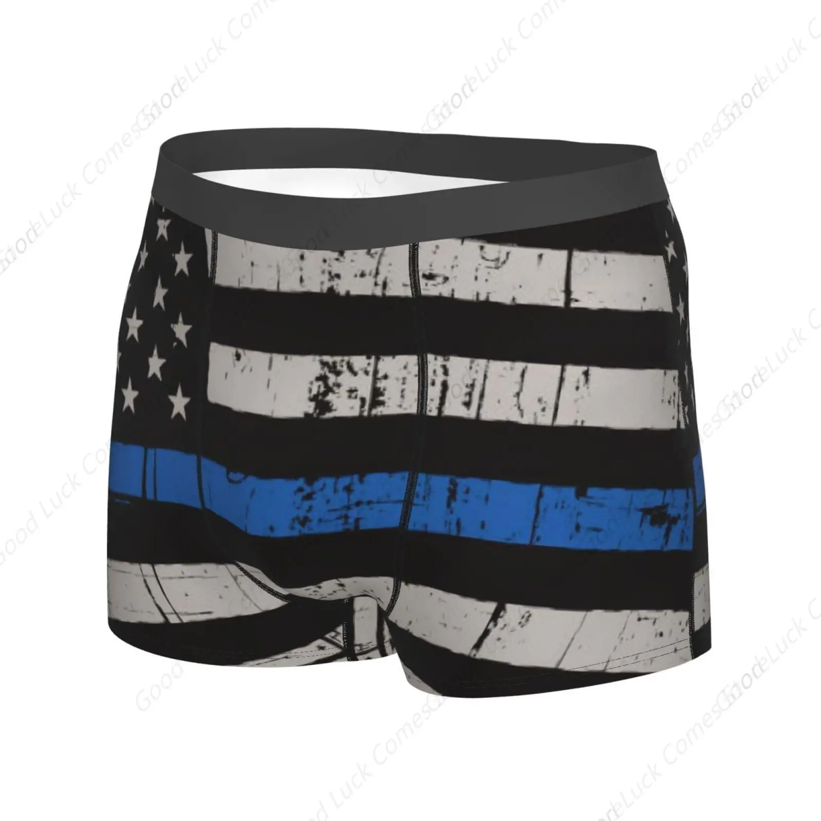 American Thin Blue Line Flag Art Comfortable And Breathable Men'S Multi-Faceted Flat Angle Underwear Small