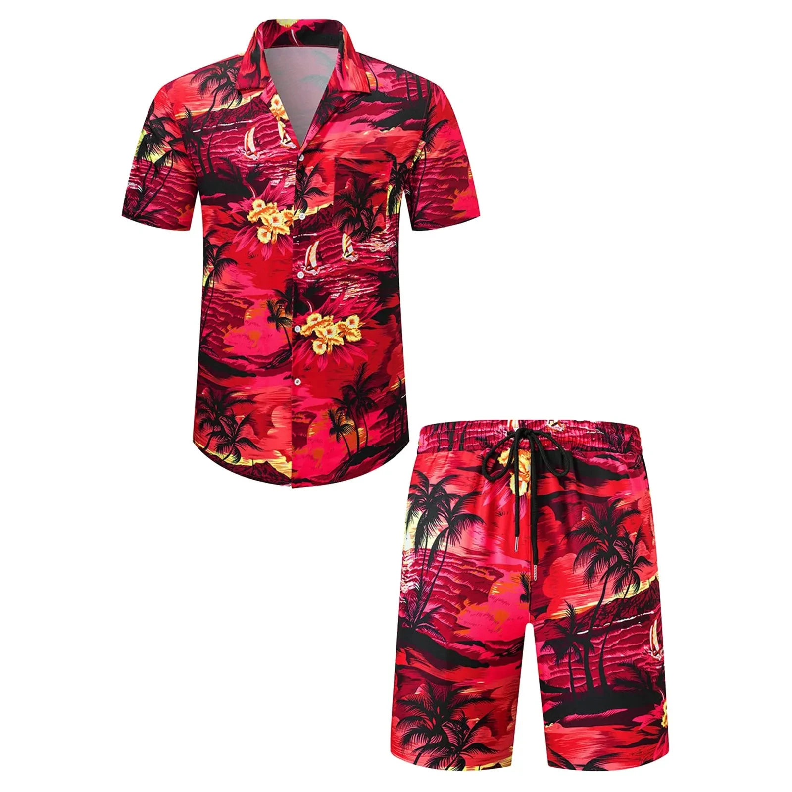 Fashion Hawaiian Suit Print Men Shirt 2Pcs Set luxury 3D Print Holiday Set Short Sleeve Casual Shirt Beach Two Piece Man Sets