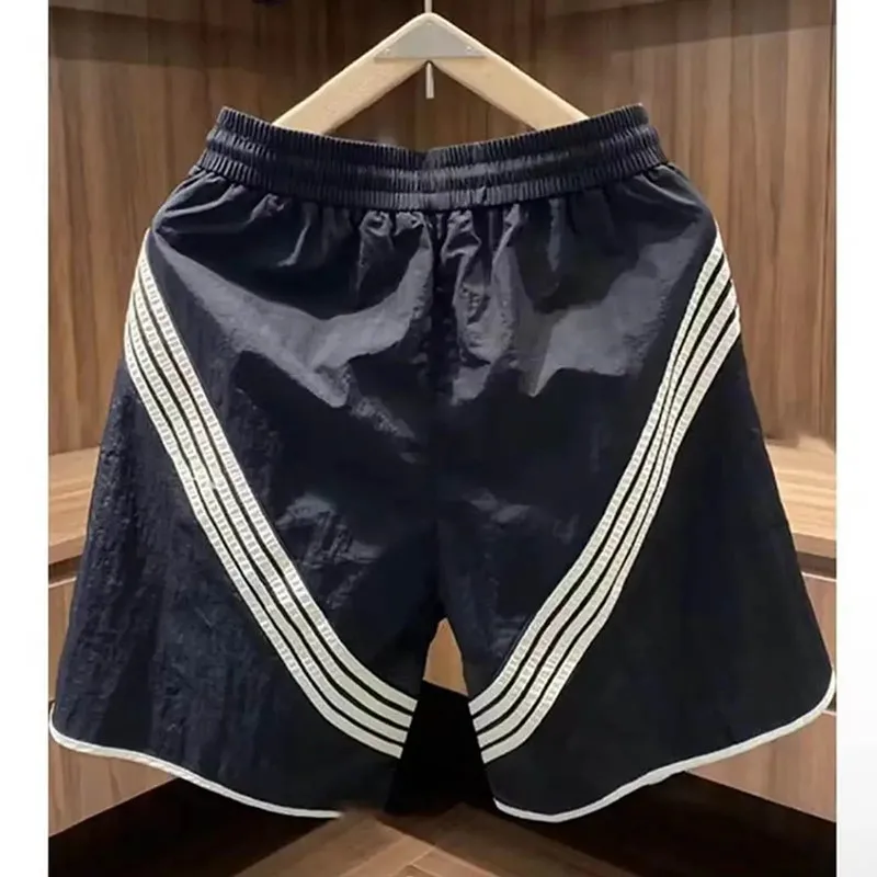 New Summer Shorts Men\'s Striped Quick-drying Sweatpants Loose Ice Silk Breathable Beach Pants   Fashion Letter Sports Shorts Man