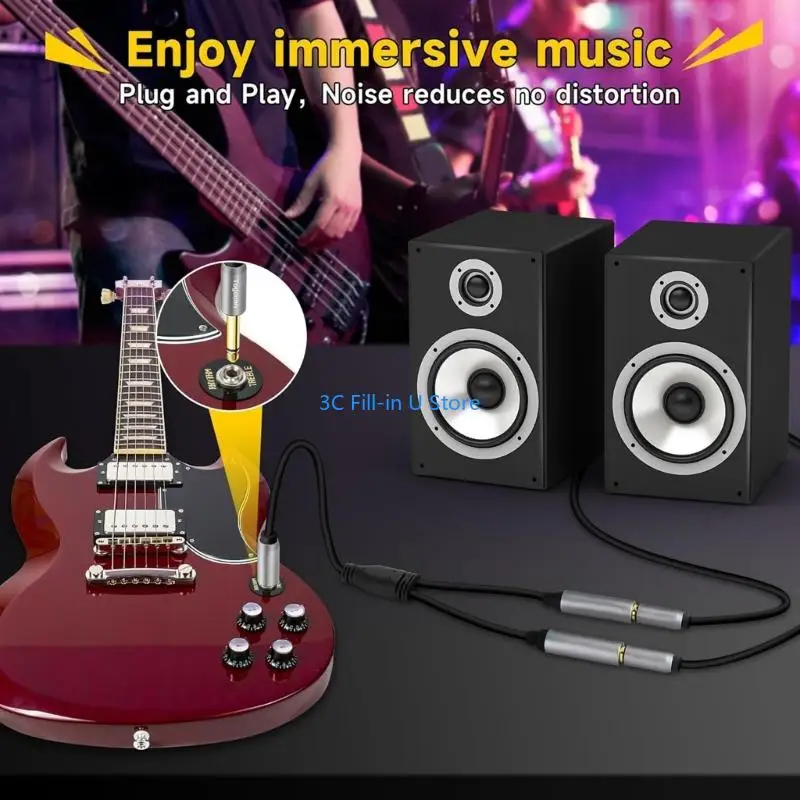 G8TA Heavy Duty 6.5mm Sound Y Cable For Splitting To Two Output Simultaneously