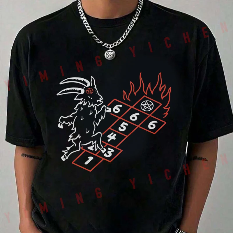 

Motorcycle Hopscotch With The Goat T-Shirt Summer Short Sleeve Casual Fashion Unisex Top Tee 2026