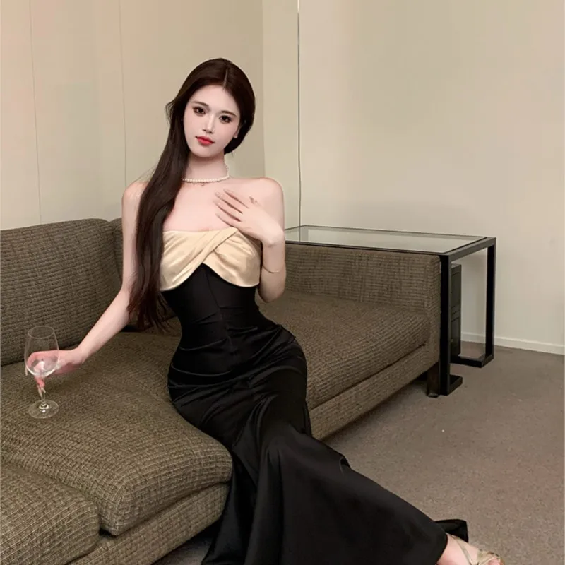 The banquet is light luxury top breast fish tail dress