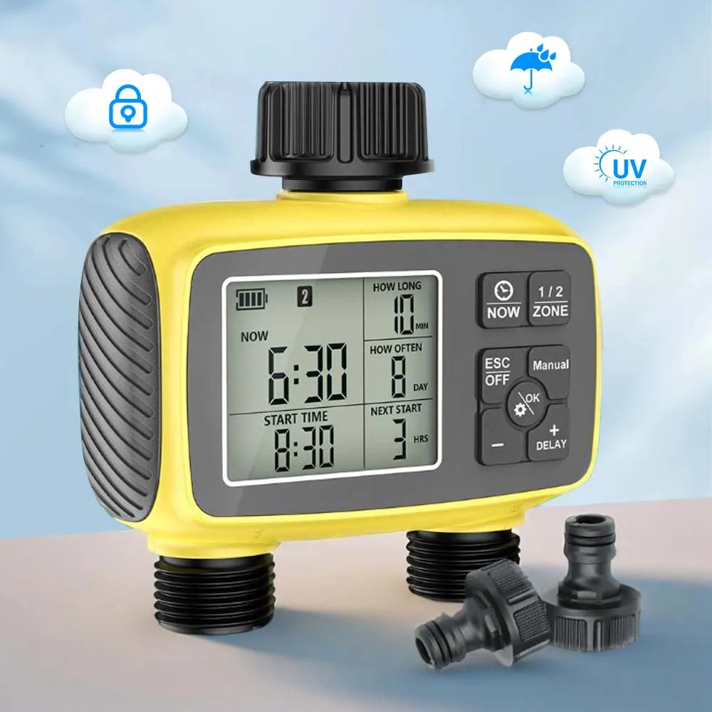 

Garden Luxury LCD Display dual-channel Independent Settings Pro Watering Timer Smart Home Controller Automatic Irrigation System