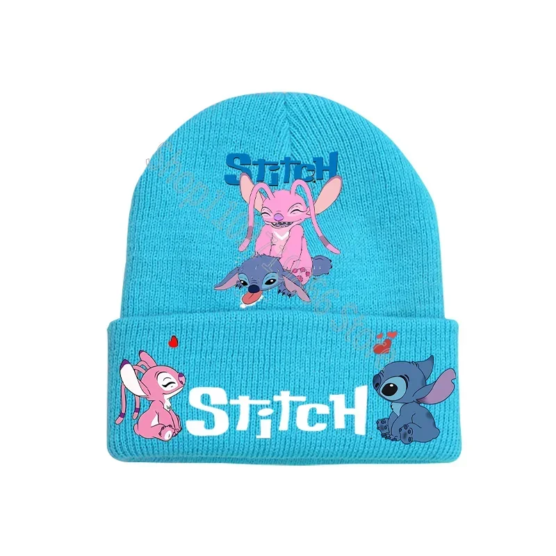 Lilo & Stitch topi rajutan topi imut Anime gambar kartun pola cetak bonnet hangat nyaman hadiah acara bayi