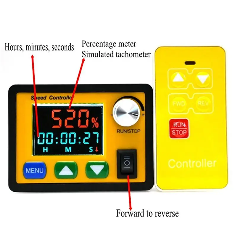 AY14 -Forward Reverse 0-100% Adjustable DC 6-55V 20A DC Motor Speed Controller PWM 12V 24V 48V Remote Control