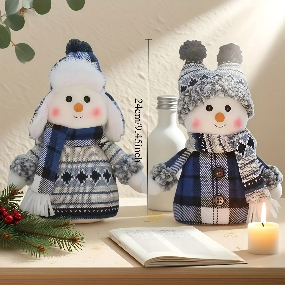Two-piece blue and red snowman Christmas figurines for hanging decorations, especially suitable for decorating and setting up th