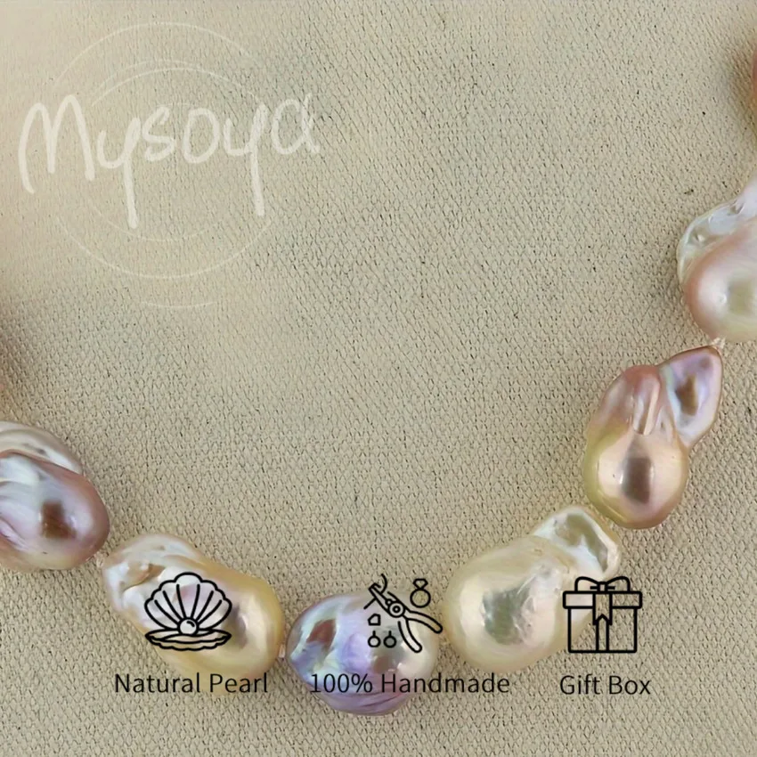 

MYSOYA 12-21 мм розовое фиолетовое ожерелье из пресноводного жемчуга в стиле барокко с подарочной коробкой идеальный подарок на свадьбу, день рождения, Рождество, Новый год