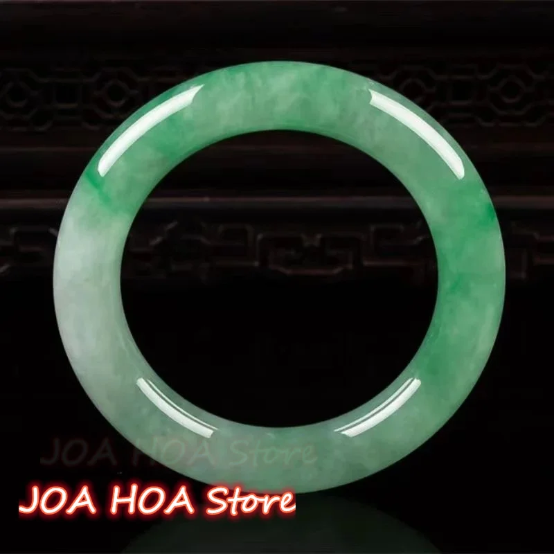 

Новый натуральный ледяной нефритовый браслет с зеленым цветком, оригинальный узор, чистые браслеты, кольца, ювелирные изделия