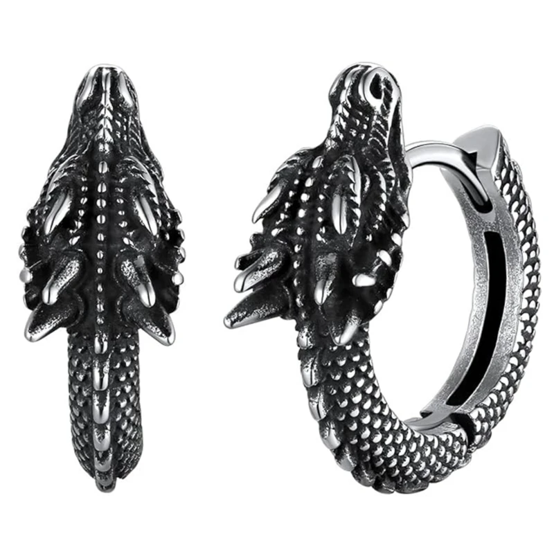 Male Dragon Hoop Earrings Punk Fashion Party Jewelry Unisex Earwear Gift Drop Shipping