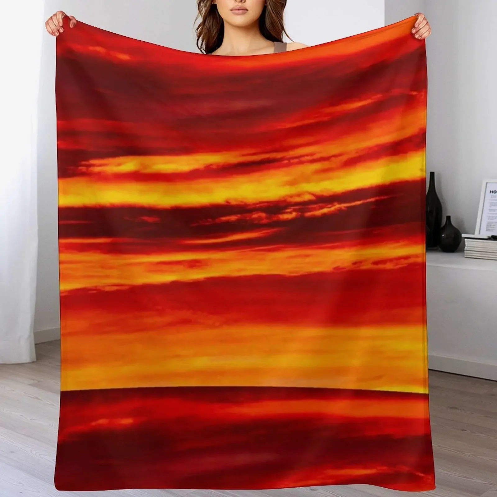 

Sunset orange texture Throw Blanket Stylish Warm Blanket for Living Room Bedroom